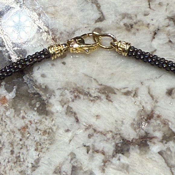 LAGOS Gold & Black Caviar 18K Gold & Ceramic Long Station Necklace 16" - Picture 3 of 6